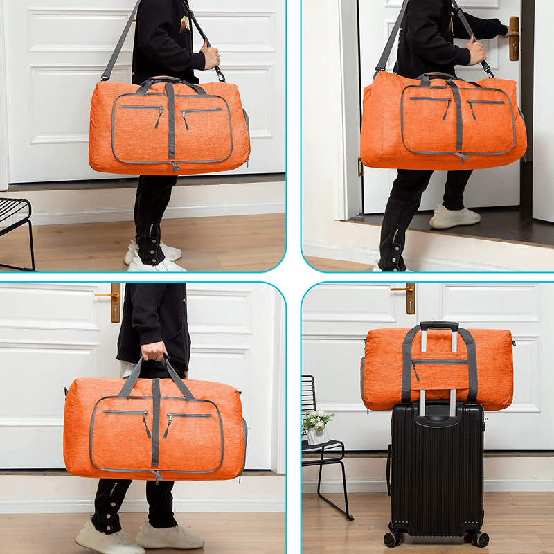 65L 85L 115L Foldable Travel Duffle Bag Water Resistant Weekender Shoe Pocket4