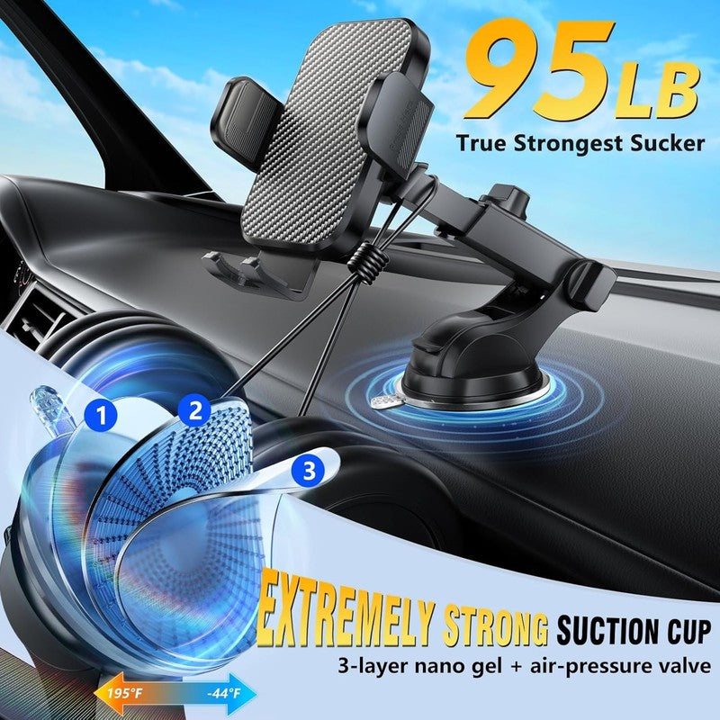 2025 Car Phone Holder Mount, Strong Suction & Clamp, 360° Dash Windshield Vent1