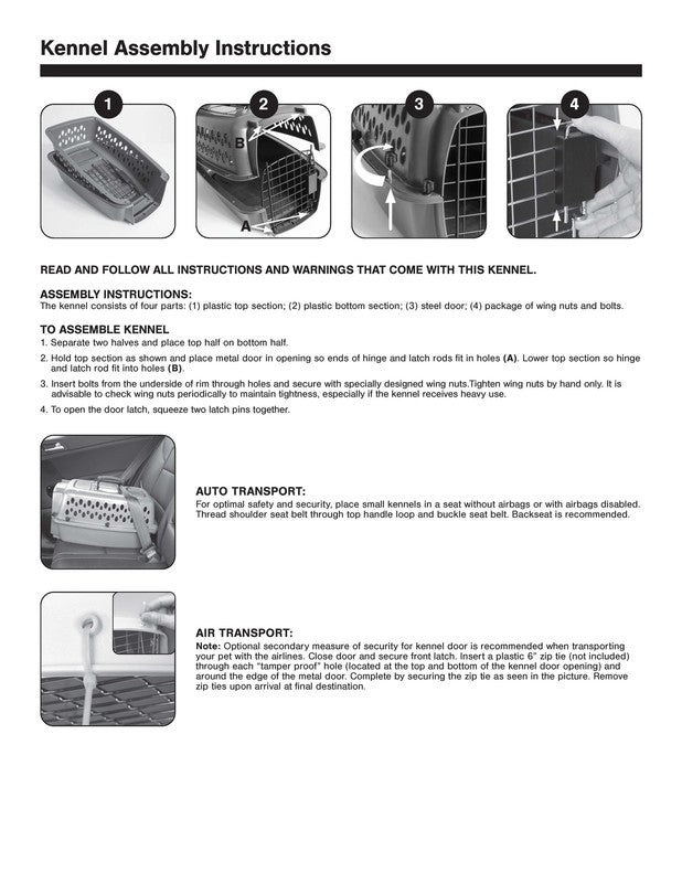 Pet Portable Kennel for Dogs, Hard-Sided Travel Carrier, Durable, Metal Door, Bl7