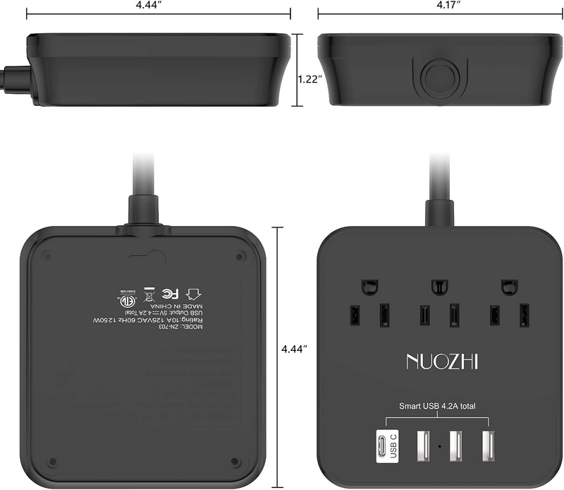Cruise Approved Power Strip 3 Outlets 4 USB 1 USB C 6FT Black6