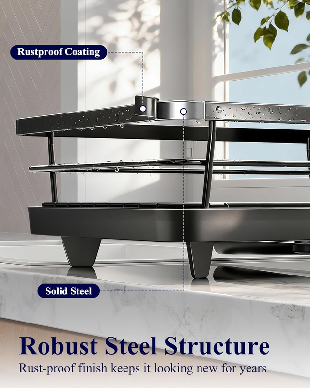 Dish Drying Rack for Kitchen Counter, Stainless Steel Sink Organization and Stor5