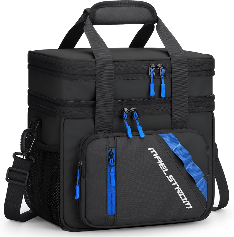 20L Expandable Double Deck Insulated Lunch Bag Black Cooler0
