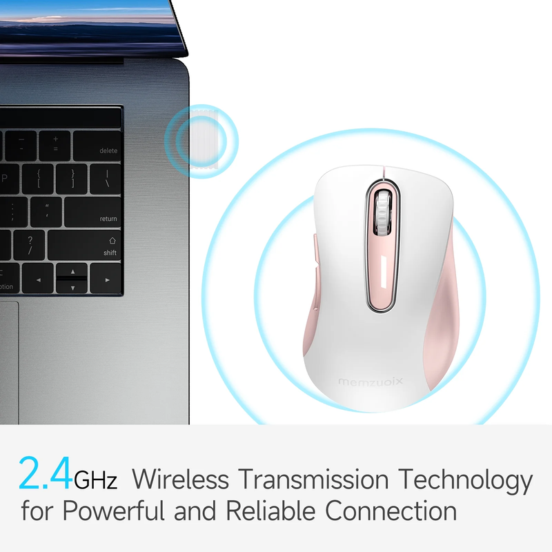 Wireless Optical Mouse 1400 DPI 5 Button USB Receiver for PC Laptop Pink White1