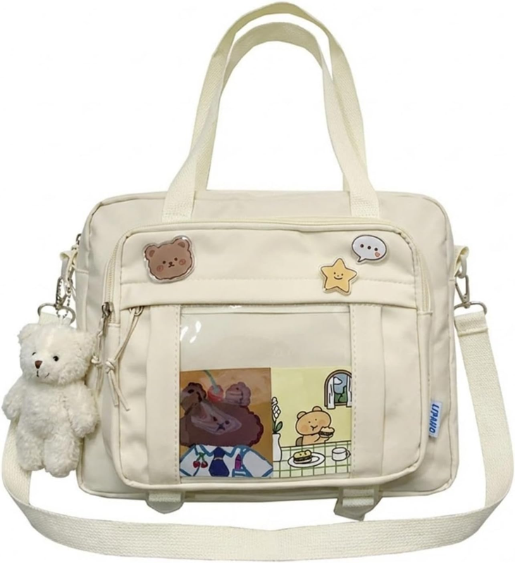 Kawaii Ita Crossbody Bag Women Pin Plush Bear Japanese Y2K Shoulder Purse7