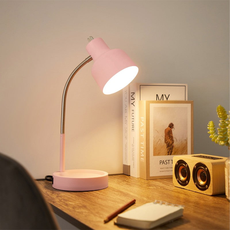 Modern LED Desk Lamp Organizer Base AC Outlet Blush Pink1