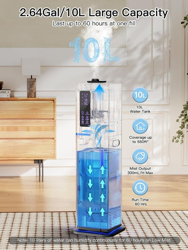 10L Cool Mist Humidifier Top Fill Quiet Ultrasonic 60H Large Room Black1