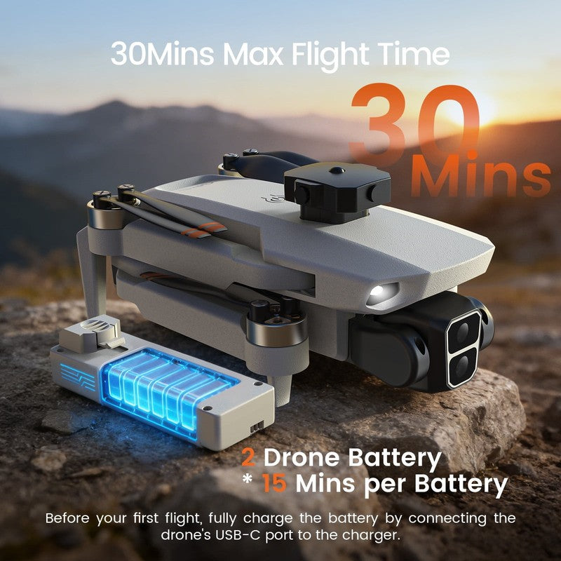 L106 GPS 4K Foldable Drone LCD Remote 249g Dual Battery Camera Gray8