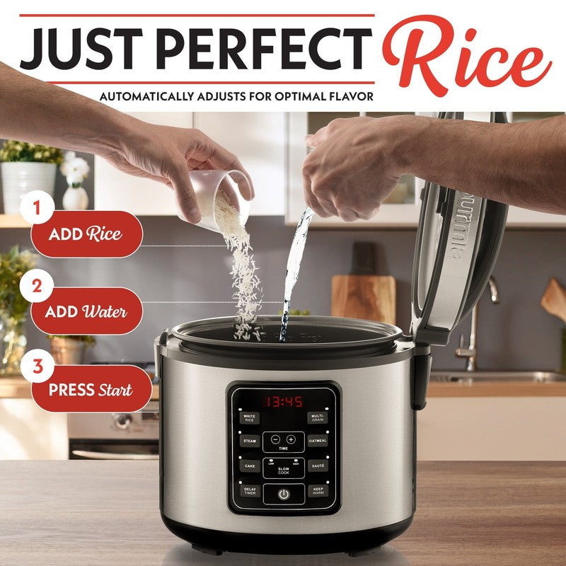 5 Qt Rice Cooker & Steamer, 20 Cup Cooked (10 Cup Uncooked) Stainless Steel1
