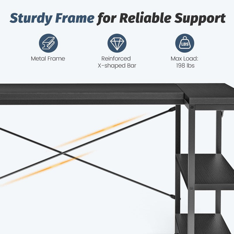 L Shaped Computer Desk, 47 Inch Corner Desk Gaming Table Writing Study Workstati2