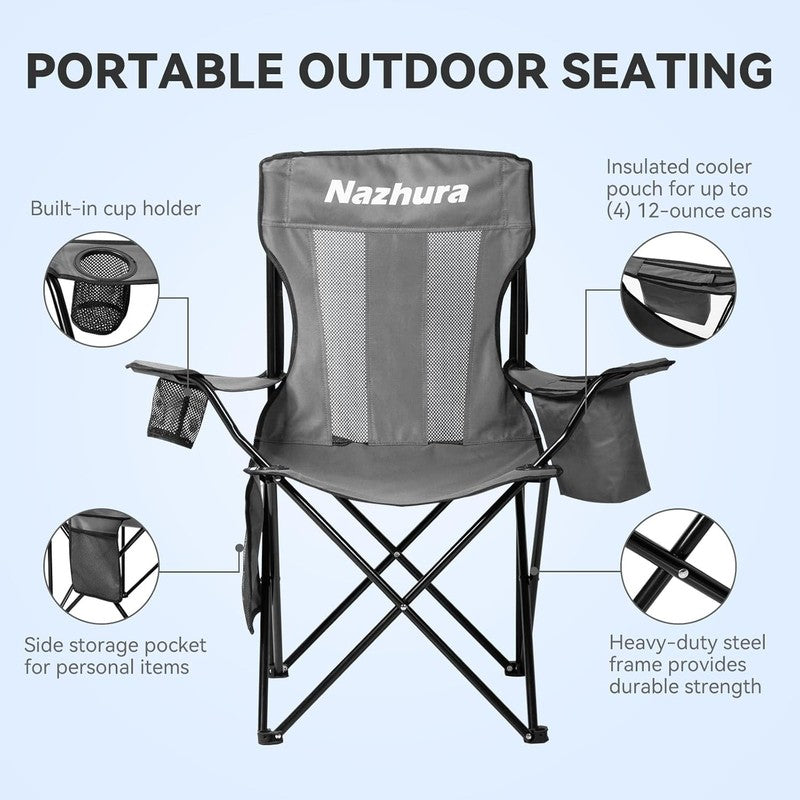 4 Pack Outdoor Camping Chairs Folding/Foldable/Portable with Cooler Pouch, Mesh 3