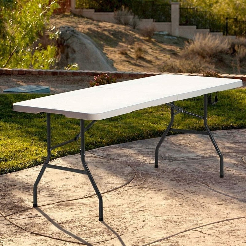 6 FT Folding Half Portable Table White 70x29 Party Backyard Event2