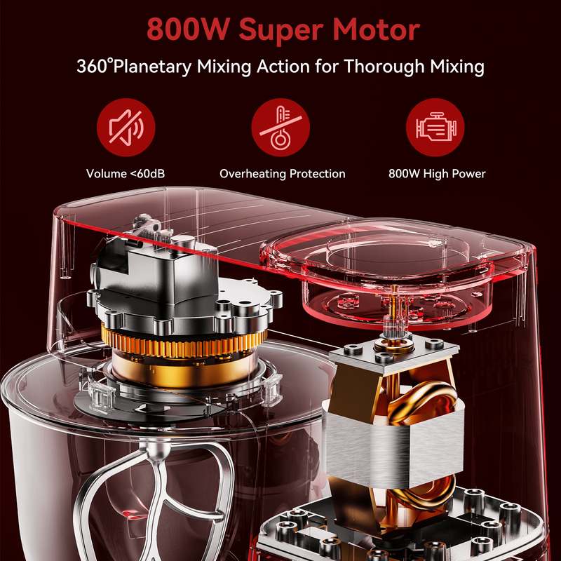 7.4QT Stand Mixer 800W 12 Speed Kitchen Electric Mixer Dough Hook Whisk Beater6