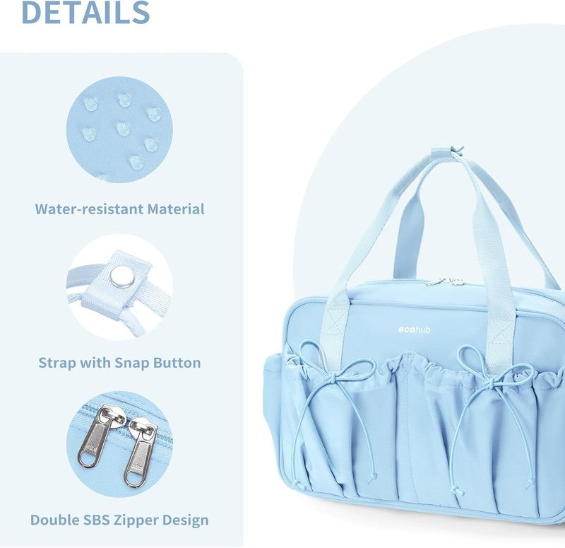 Small Gym Bag Women Mini Duffle Wet Compartment Bowknot Yoga Tote Light Blue3