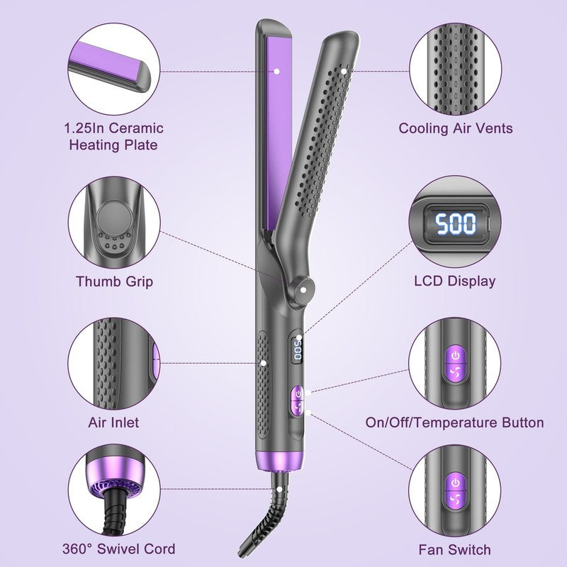 Airflow Styler 2 in1 Curling Iron Flat Hair Straightener Ionic 5 Temps Purple6