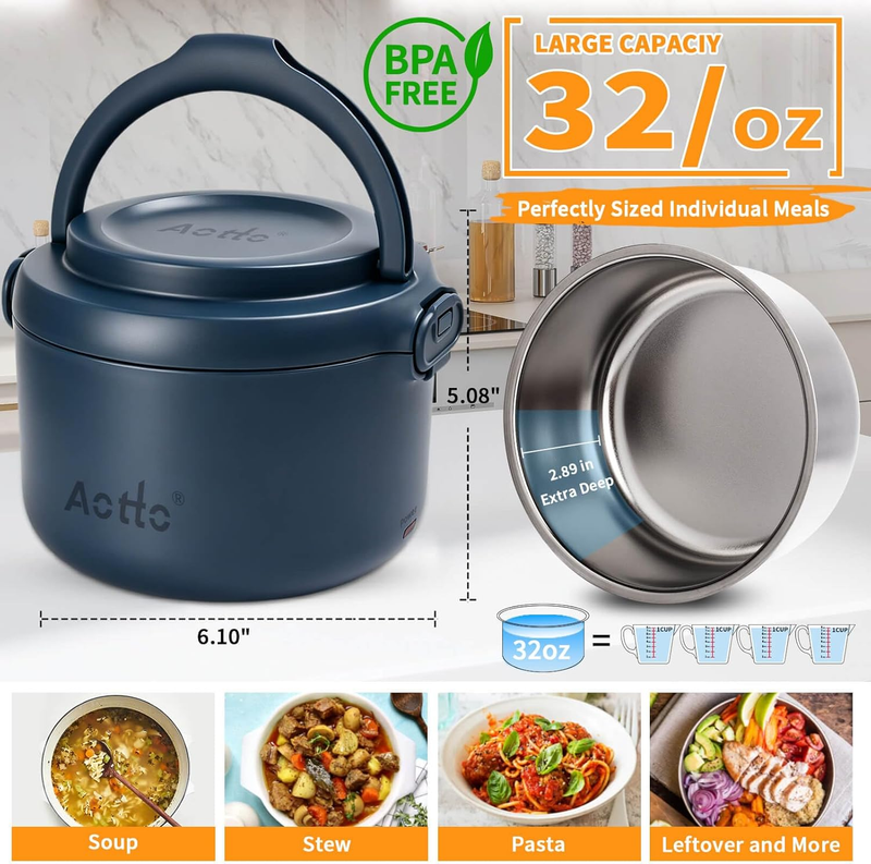 Electric Lunch Box 32oz Portable Food Warmer 3 in 1 12V/24V/110V for Car Office2