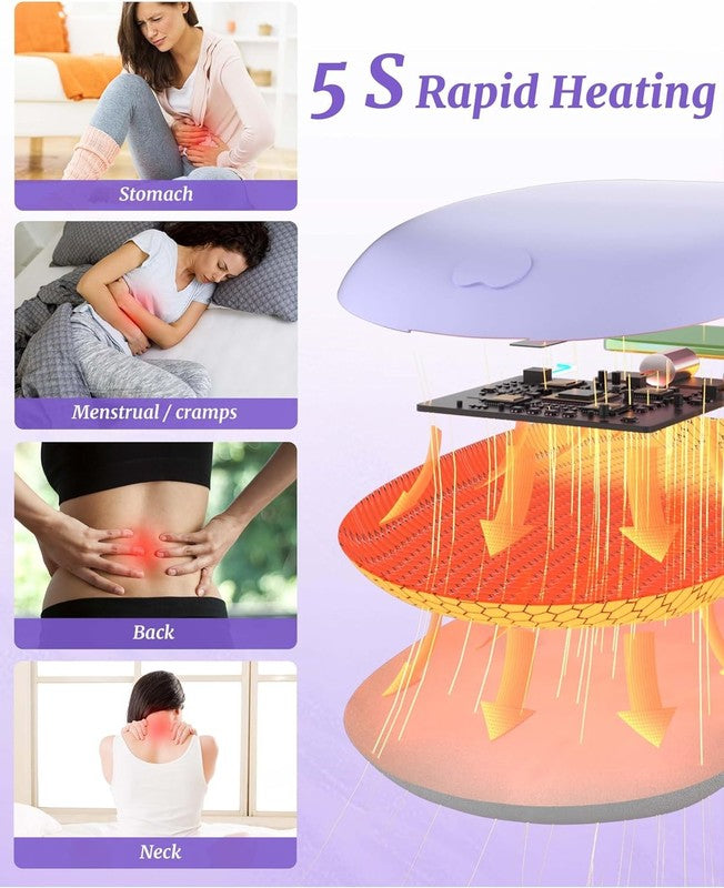 Cordless Heating Pad Back Belt 6 Heat Vibrating Modes Pain Relief Purple1