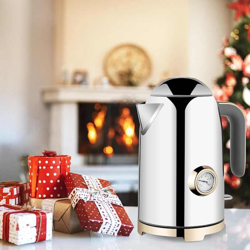 Electric Kettle 57Oz 1500W Stainless Steel Fast Boil w/ Thermometer Silver8