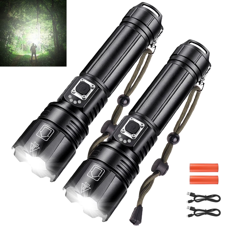 LED Flashlight, High Powered 10000 Lumens 5 Modes Zoomable Waterproof Rechargeab9