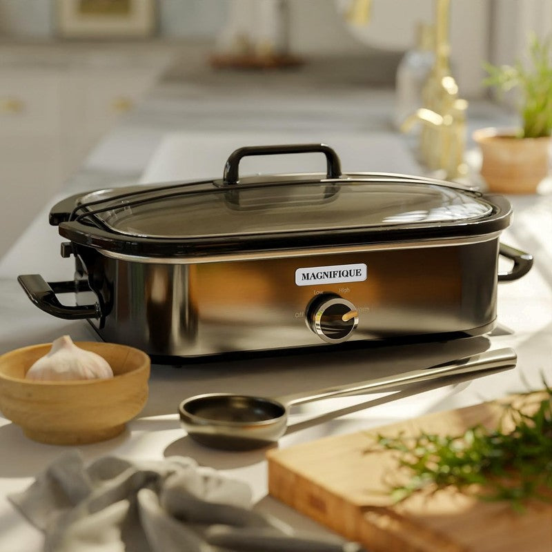 4QT Slow Cooker w/ Ceramic Nonstick Dish Temp Control Glass Lid1