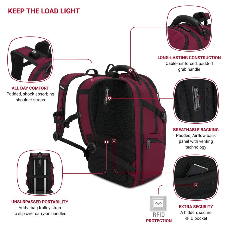 Stride Scansmart Laptop Backpack, Burgundy, Feature Packed for School, Travel, E11
