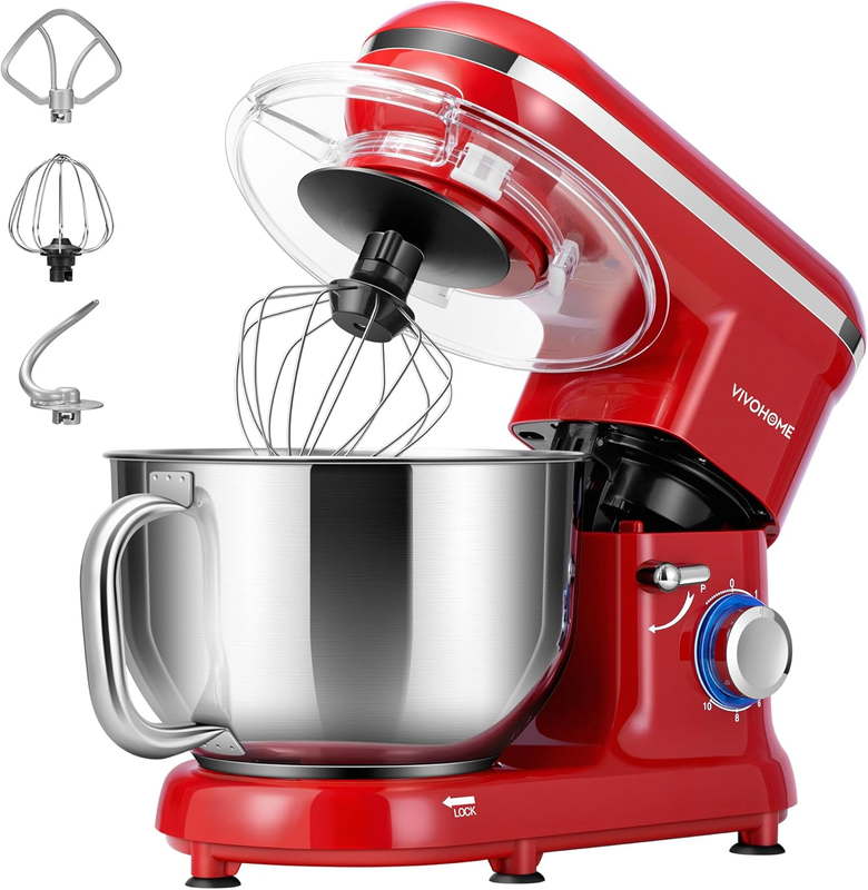 660W Stand Mixer 6QT 10-Speed Tilt-Head w/ Dough Hook Whisk Beater0