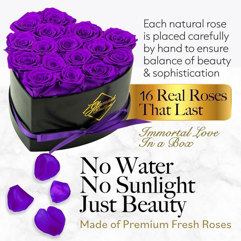 16 Flower Forever Heart Shape Box   Preserved Roses Gift for Her, Preserved Flow1