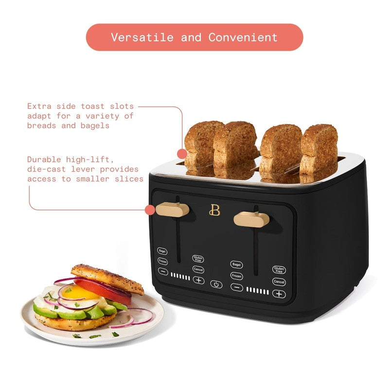 4-Slice Toaster with Touch-Activated Display, Black Sesame by Drew Barrymore5