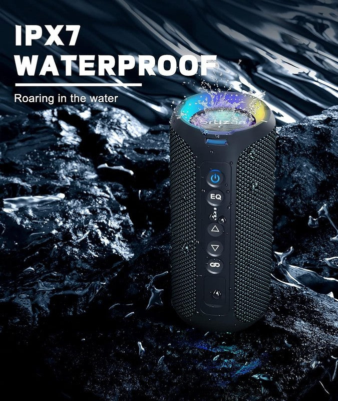 30W Bluetooth Speaker, IPX7 Waterproof, Deep Bass, LED Light, Navy, Portable2