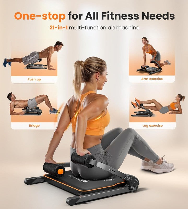 Ab Crunch Machine Home Gym, Ab Trainer w/ Bands, 330LB Capacity2
