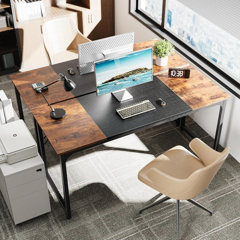 63" Computer Desk Rustic Brown & Black   Office, Gaming, Storage, Metal Frame1