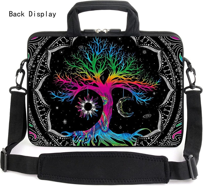 15.6 Laptop Sleeve Bag Colorful Tree Shoulder Strap Handle Accessory Pocket2