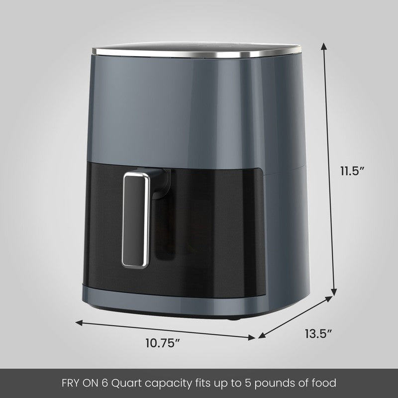 6Qt Air Fryer | Compact & Large, 400°F Multifunctional Electric Cooker, Grey2