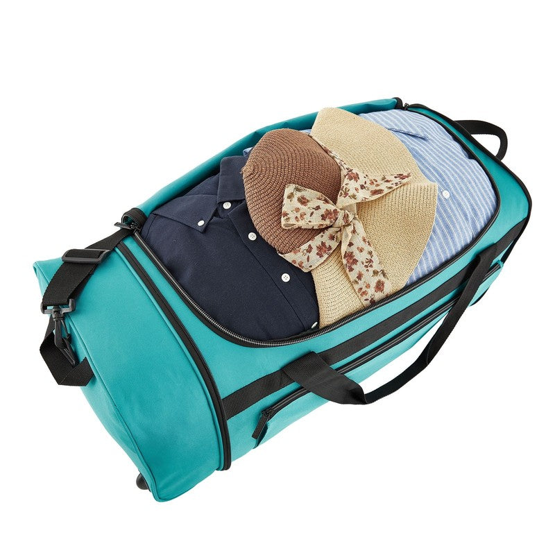 28 Inch Large Collapsible Rolling Duffel Bag for Travel Teal7