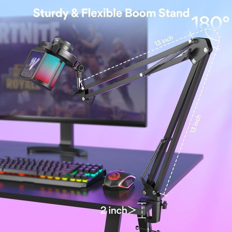 USB Gaming Microphone Noise Cancel Condenser Mic w/ Mute Gain Monitor DGM20S7