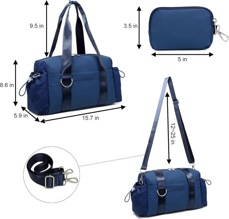 Everyday Mini Gym Bag Women 2.0 Tote Waterproof Travel Duffle Navy Coin Wallet6