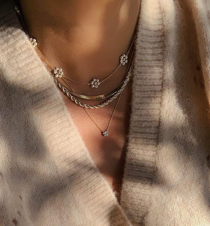 Pearl Necklace for Women, Gold Plated Stainless Steel5