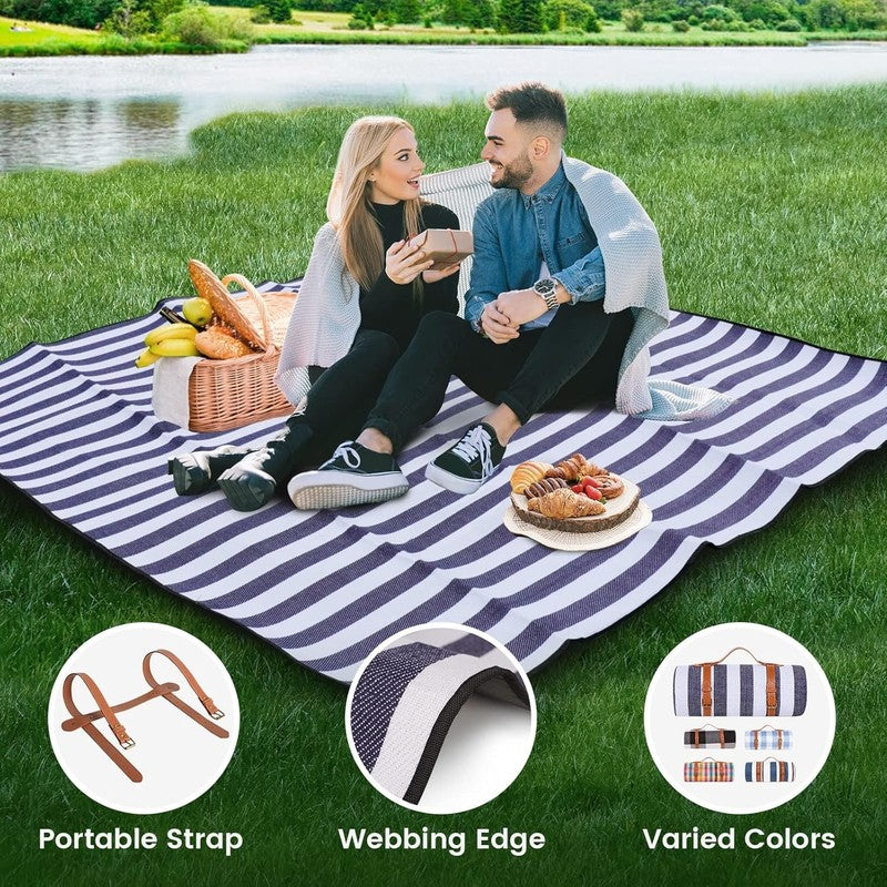 80”X 80” Picnic Blanket Extra Large, Waterproof and Foldable Beach Blanket, 3-La4