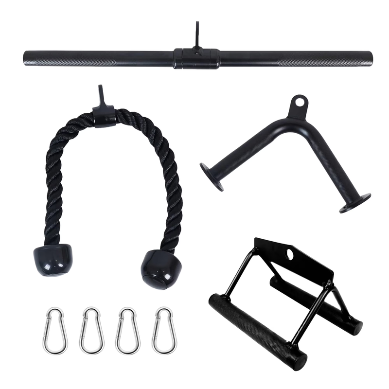 Tricep Cable Attachment Set Lat Pulldown V Handle Rope Gym Accessories8