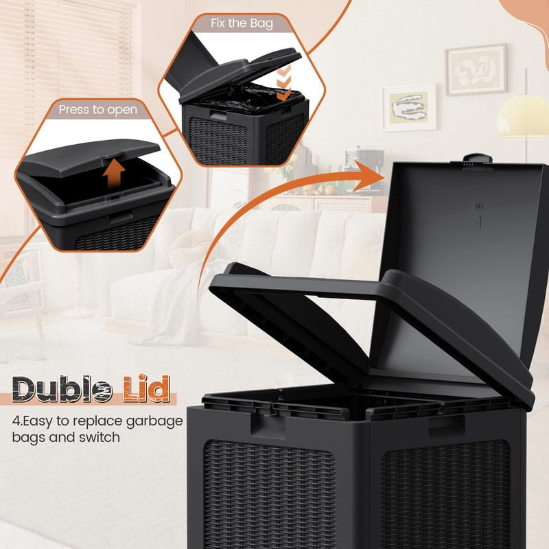 Durable 36 Gallon Plastic Kitchen Trash Can - Set of 2 for Home Use2