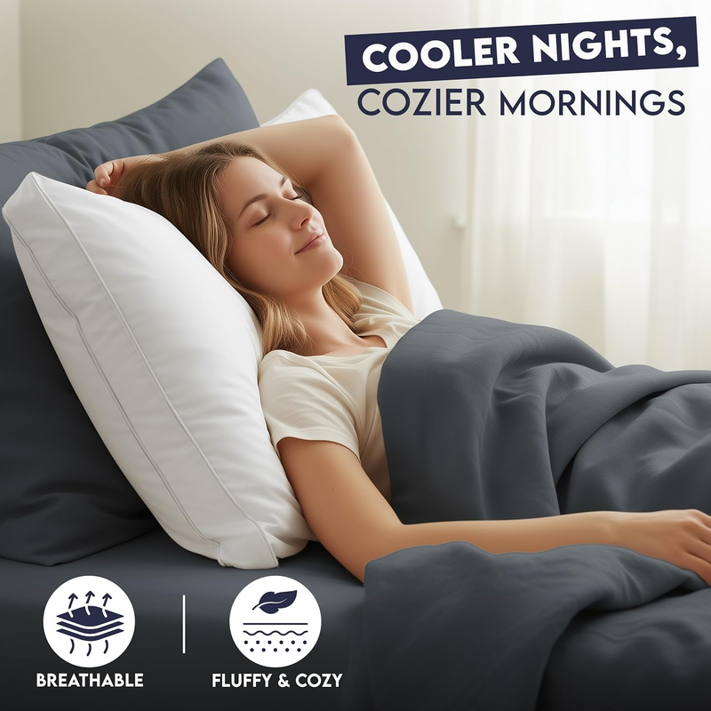Queen Bed Pillows Set of 2 Cooling Down Alternative Hotel Quality White2