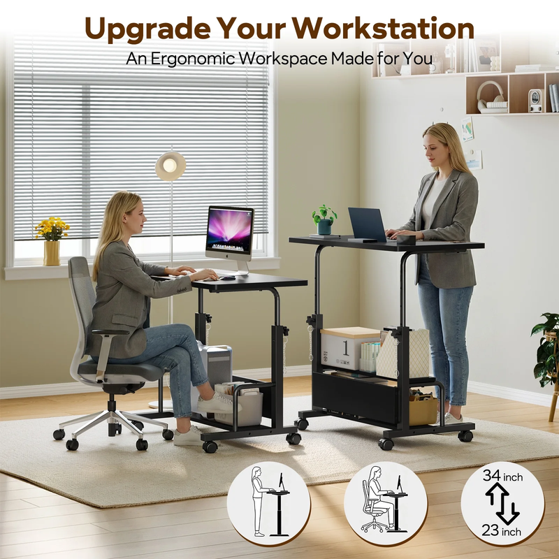 Height Adjustable Desk Standing Desk Small Desk for Small Spaces, Mobile Rolling5