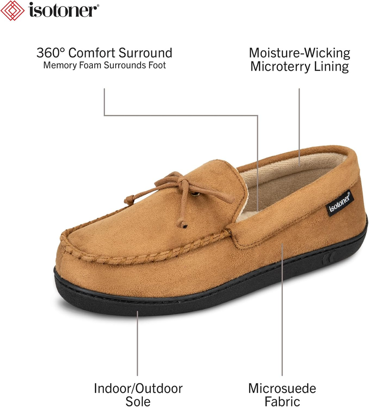Men’s Microsuede Moccasin Slippers Memory Foam Slip On Indoor Outdoor1