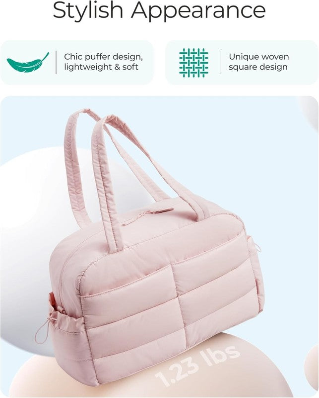 Gym Bag for Women, Lightweight Puffer Duffle Bag 2 PC Travel Bag, 31L Weekender 6