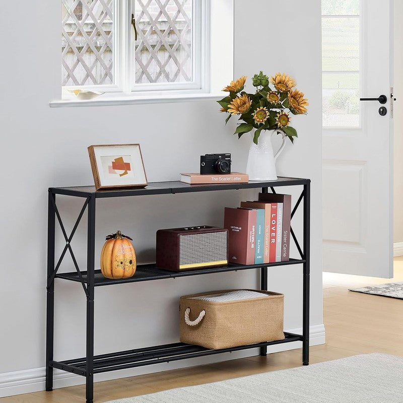Industrial Console Table 3 Tier Entryway Hallway Narrow Sofa Table Black9