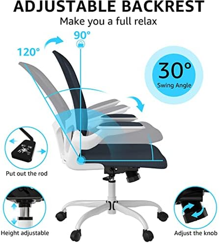 Ergonomic Mesh Office Chair Swivel Desk Chair Flip Up Arms Lumbar Support3