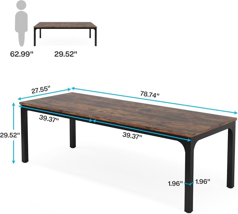 78.7'' Extra Long 2 Person Computer Desk Double Workstation Brown/Black1