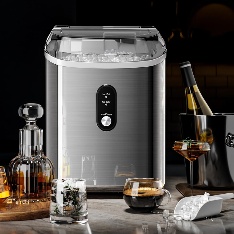 Nugget Ice Maker Countertop 35Lbs/24H Portable Crushed Ice Machine Self-Cleaning6