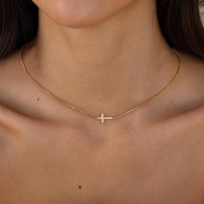 Dainty Cross Necklace for Women 14K Gold Plated Pendant Faith Jewelry Gift2