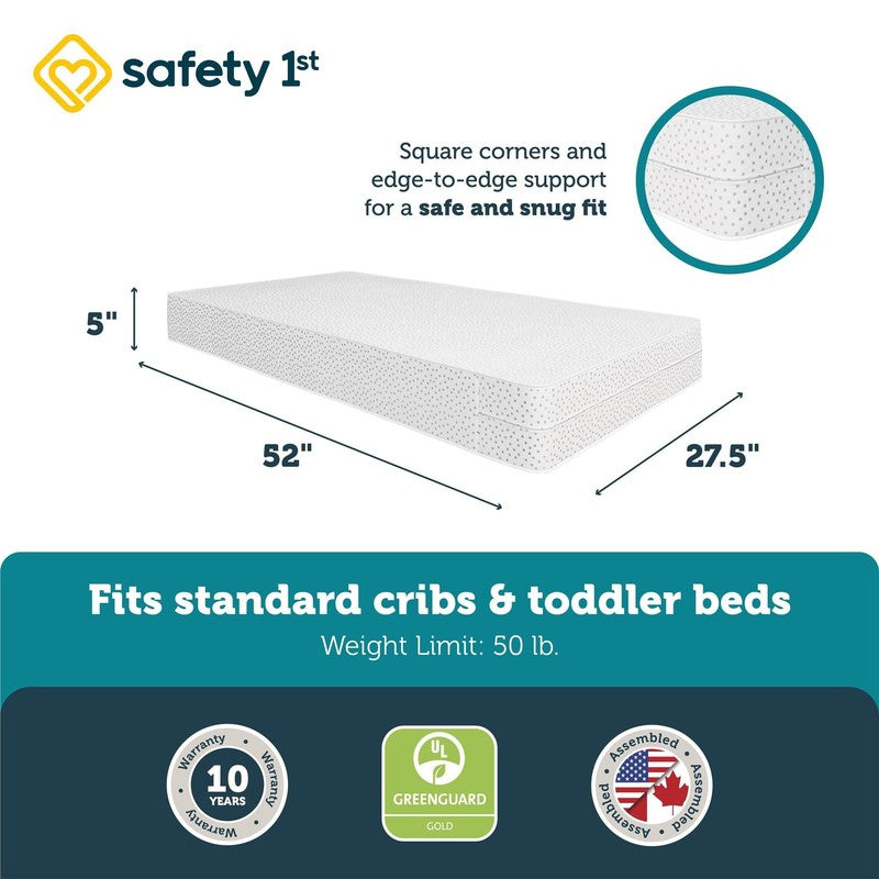 Sweet Dreams Baby & Toddler Mattress, White/Gray Polka Dot6