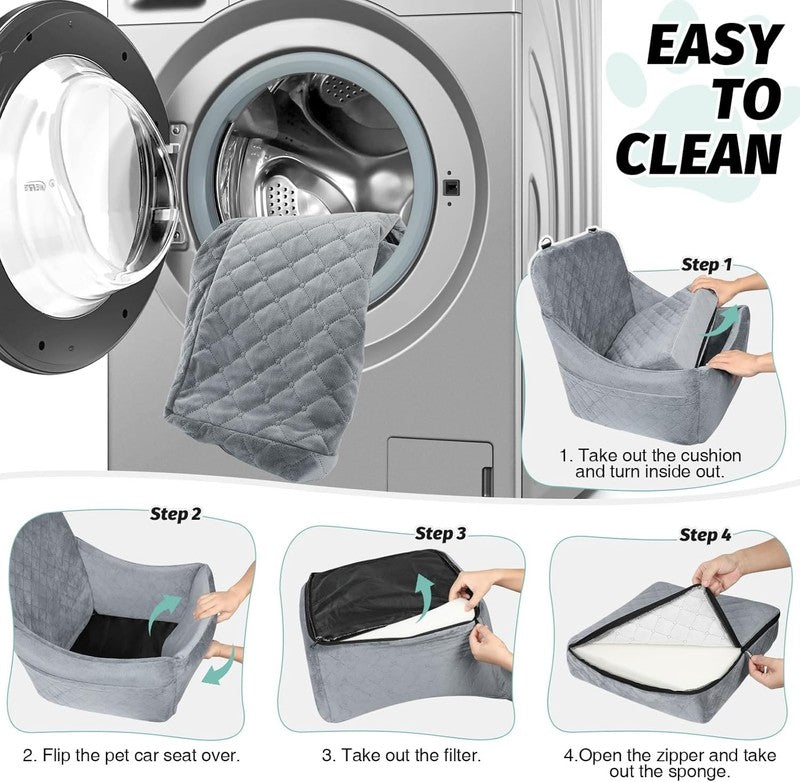 Dog Car Seat for Medium Dogs up to 35lbs Washable Anti Slip Travel Bed Grey4